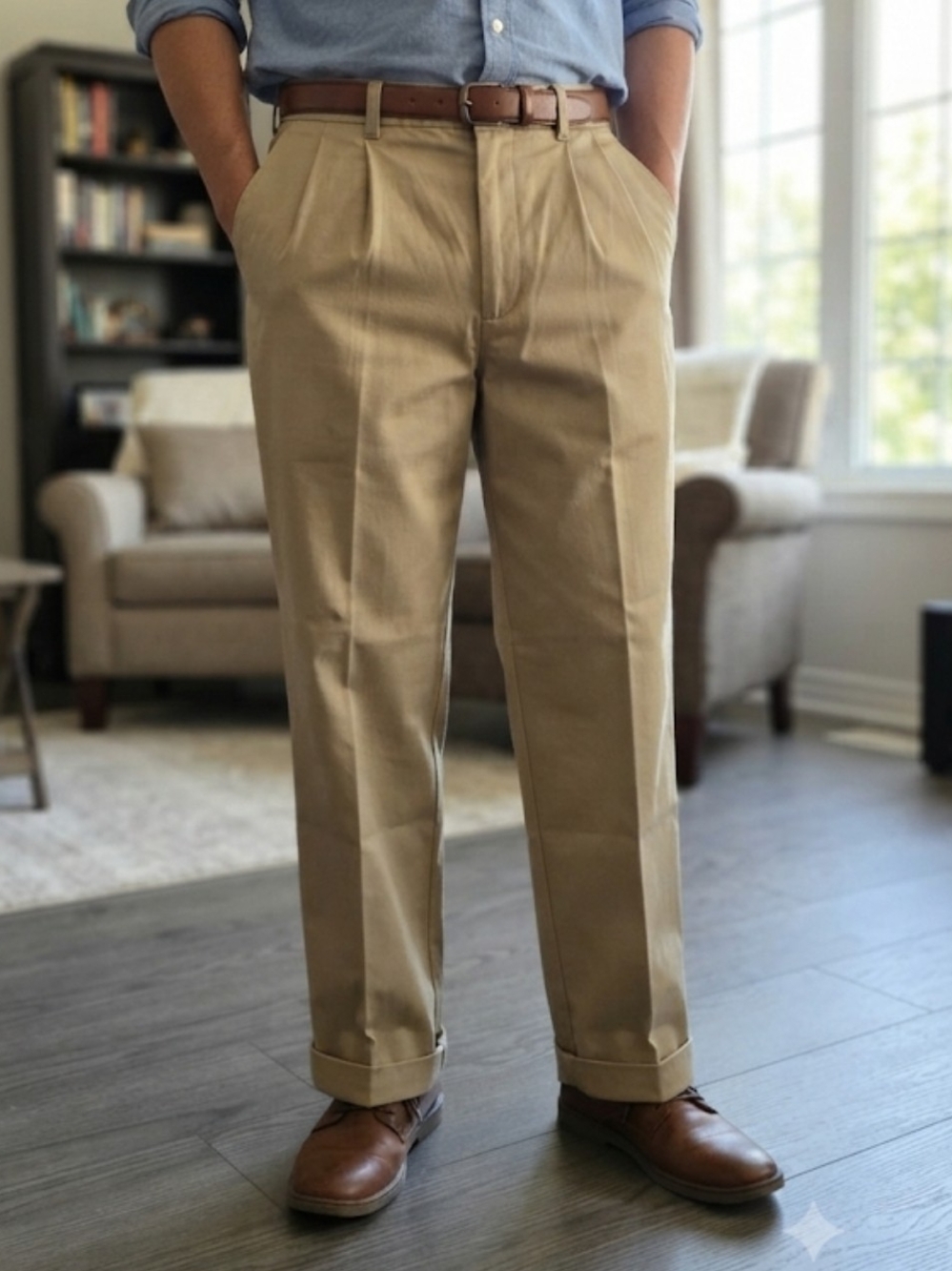 NWT Beverly Hills Polo Club Men's Khaki Pleated Chino Pants Size 34x30 Cotton